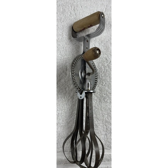 Other - Vintage EKCO A&J High Speed Beater Hand Mixer Egg Beater USA Red Wooden Handle